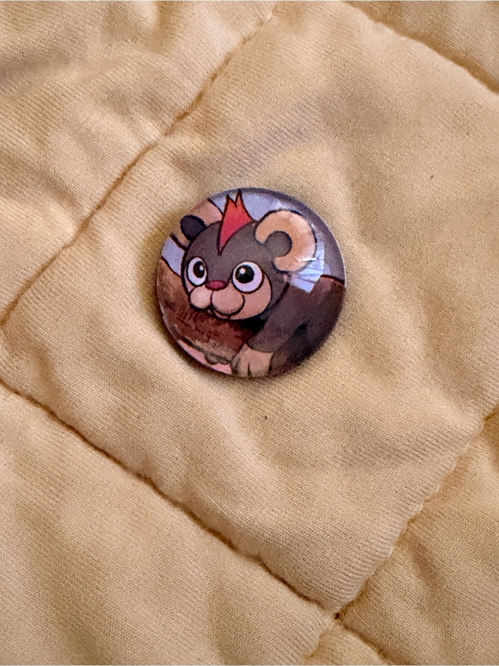 Pokemon Lion Button Pin - Brown, Red, Black